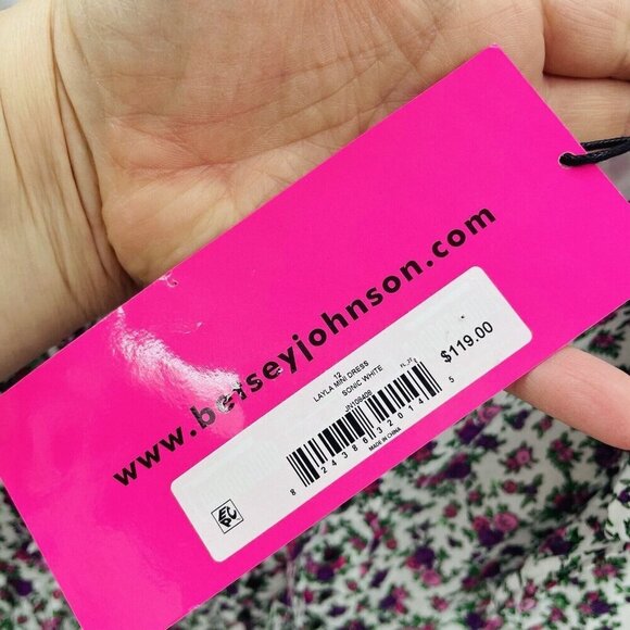 Betsey Johnson Womens Size 12 Layla Floral-Print Mini Dress in Sonic White $119 - Picture 8 of 10